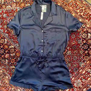Blue Silky Victoria's Secret Loungewear Romper